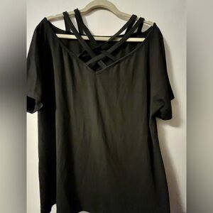 SHEIN Black Strappy Short Sleeve Tee